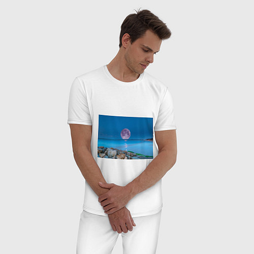 Мужская пижама Лунный пляж / Белый – фото 3