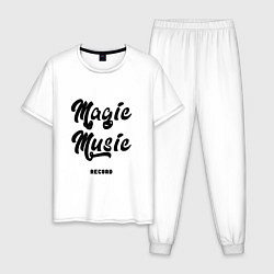 Пижама хлопковая мужская Magic Music Record Black on White, цвет: белый