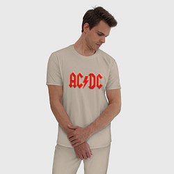 Пижама хлопковая мужская ACDC, цвет: миндальный — фото 2