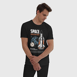 Пижама хлопковая мужская Space Adventure, цвет: черный — фото 2