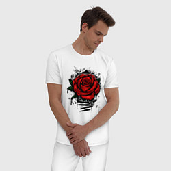 Пижама хлопковая мужская Красная Роза Red Rose, цвет: белый — фото 2