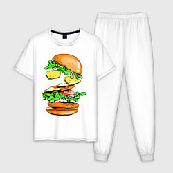 Пижама хлопковая мужская King Burger, цвет: белый