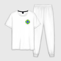 Пижама хлопковая мужская Eyeflower bright, цвет: белый