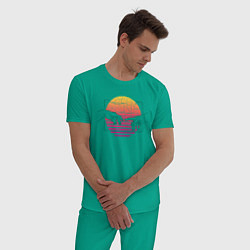Пижама хлопковая мужская Сотворение Адама Ретро, цвет: зеленый — фото 2