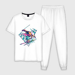 Пижама хлопковая мужская Горные Лыжи - Горнолыжник, цвет: белый