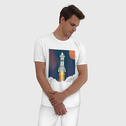Пижама хлопковая мужская Запуск ракеты Atlas Атлас V, цвет: белый — фото 2