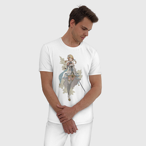 Мужская пижама Люмин с цветами / Белый – фото 3