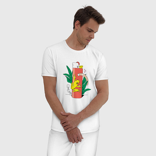 Мужская пижама Лягушка и зажигалка абстракция / Белый – фото 3