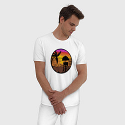 Пижама хлопковая мужская Пляж лето, цвет: белый — фото 2