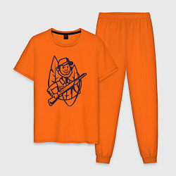 Пижама хлопковая мужская Охотник с ружьем, цвет: оранжевый