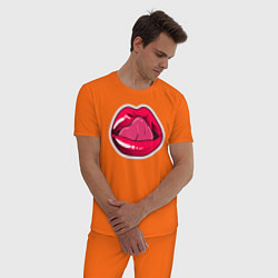 Пижама хлопковая мужская Сделай сексуально, цвет: оранжевый — фото 2