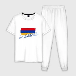 Пижама хлопковая мужская Armenia Flag, цвет: белый