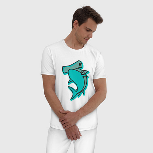 Мужская пижама Акула молот / Белый – фото 3
