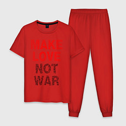 Пижама хлопковая мужская MAKE LOVE NOT WAR, цвет: красный