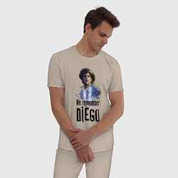Пижама хлопковая мужская Диего Марадона Аргентина, цвет: миндальный — фото 2