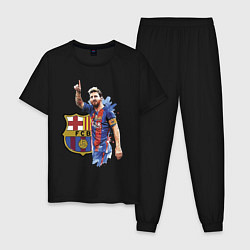 Пижама хлопковая мужская Lionel Messi Barcelona Argentina!, цвет: черный