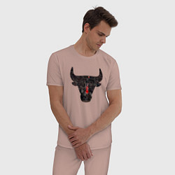 Пижама хлопковая мужская Bulls - Jordan, цвет: пыльно-розовый — фото 2