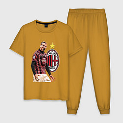 Пижама хлопковая мужская Zlatan Ibrahimovic Milan Italy цвета горчичный — фото 1