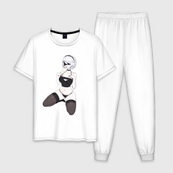 Пижама хлопковая мужская Nier 2b, цвет: белый