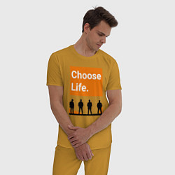 Пижама хлопковая мужская Choose Life, цвет: горчичный — фото 2