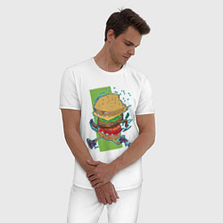 Пижама хлопковая мужская Fast Food, цвет: белый — фото 2