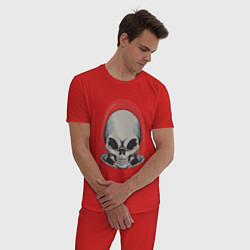 Пижама хлопковая мужская Череп инопланетянина, цвет: красный — фото 2