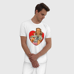 Пижама хлопковая мужская В сердце, цвет: белый — фото 2