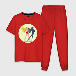 Пижама хлопковая мужская Сейлор Мун, цвет: красный