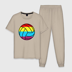 Пижама хлопковая мужская Color Ball, цвет: миндальный