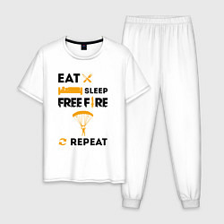 Пижама хлопковая мужская Eat Sleep Replay Free Fire, цвет: белый