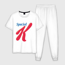 Пижама хлопковая мужская Special k merch Essential, цвет: белый