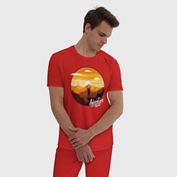 Пижама хлопковая мужская Покоритель гор, цвет: красный — фото 2