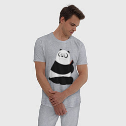 Пижама хлопковая мужская Возмущенная панда, цвет: меланж — фото 2