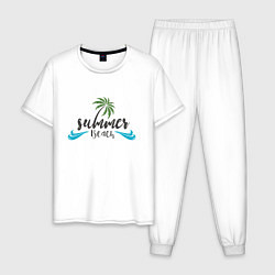 Пижама хлопковая мужская Summer Beach, цвет: белый