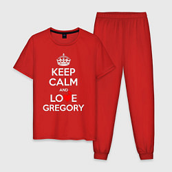 Пижама хлопковая мужская Будь спок и люби Григорий, цвет: красный