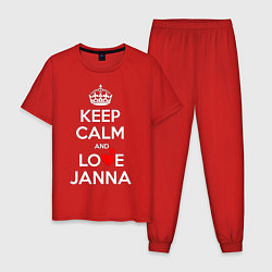 Пижама хлопковая мужская Будь спок и люби Жанну, цвет: красный