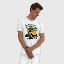 Пижама хлопковая мужская BMX как образ жизни, цвет: белый — фото 2