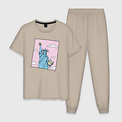 Пижама хлопковая мужская Liberty Pizza, цвет: миндальный