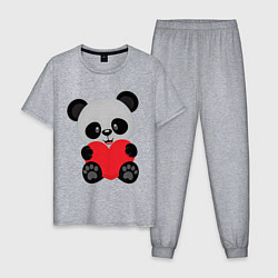 Пижама хлопковая мужская Love Панда, цвет: меланж