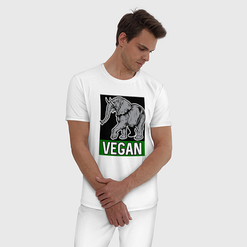 Мужская пижама Vegan elephant / Белый – фото 3