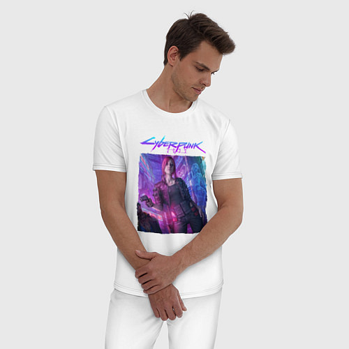 Мужская пижама CYBERPUNK 2077 КИБЕРПАНК Z / Белый – фото 3