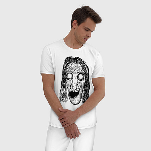 Мужская пижама Растрепанное лицо / Белый – фото 3