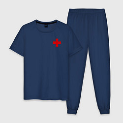 Пижама хлопковая мужская Hospital Classic, цвет: тёмно-синий