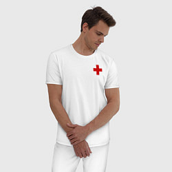 Пижама хлопковая мужская Hospital BIG, цвет: белый — фото 2