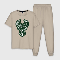 Пижама хлопковая мужская Bucks, цвет: миндальный