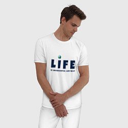 Пижама хлопковая мужская Life is wonderful, цвет: белый — фото 2