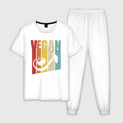 Пижама хлопковая мужская Vegan, цвет: белый