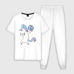 Пижама хлопковая мужская Unicorn Volleyball, цвет: белый