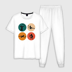 Пижама хлопковая мужская Спорт - Волейбол, цвет: белый