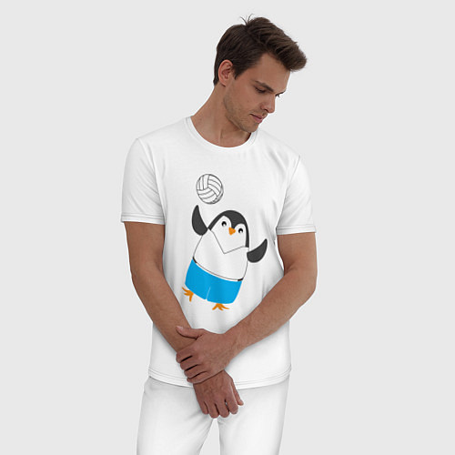 Мужская пижама Волейбол - Пингвин / Белый – фото 3
